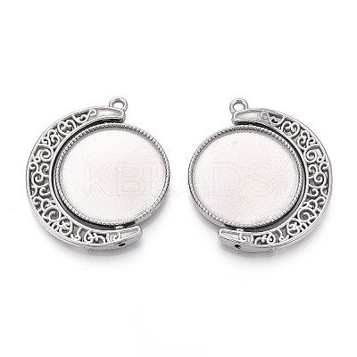 Non-Tarnish 304 Stainless Steel Rotatable Pendant Cabochon Settings STAS-N114-01P-1
