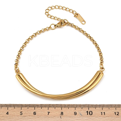 304 Stainless Steel Rolo Link Bracelets for Women BJEW-C129-03G-1