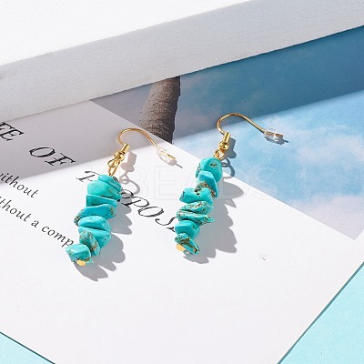 Synthetic Turquoise Chip Beaded Dangle Earrings EJEW-JE04788-07-1