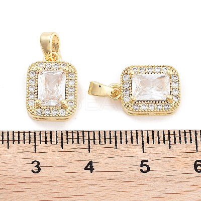 Brass with Clear Cubic Zirconia Charms KK-P271-25G-1