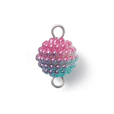 Imitation Pearl Acrylic Round Berry Connector Charms PALLOY-JF04422-01-1