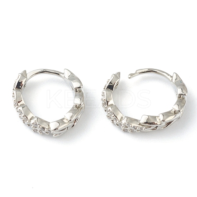 Brass Micro Pave Clear Cubic Zirconia Huggie Hoop Earrings EJEW-L234-029P-1