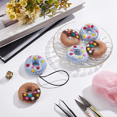 8Pcs 2 Colors Felt Needle Felting Doughnut Ornaments AJEW-BC0001-97-1