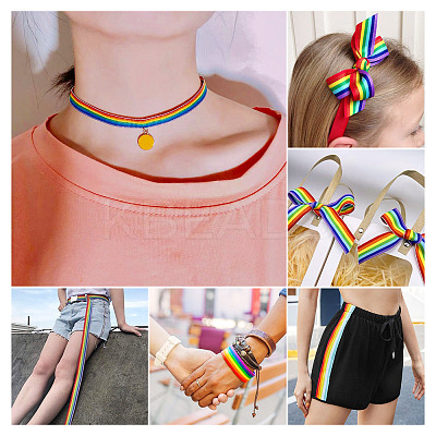 30M 3 Colors Rainbow Color Polyester Stripe Ribbons OCOR-TA0001-77-1