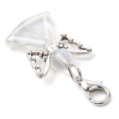 Angel Glass Pendant Decorations HJEW-JM02783-1