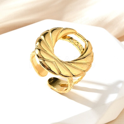 304 Stainless Steel Open Cuff Ring for Women RJEW-A053-06G-07-1