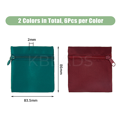 12Pcs 2 Colors Velvet Jewelry Storage Zipper Bags ABAG-DC0001-01-1