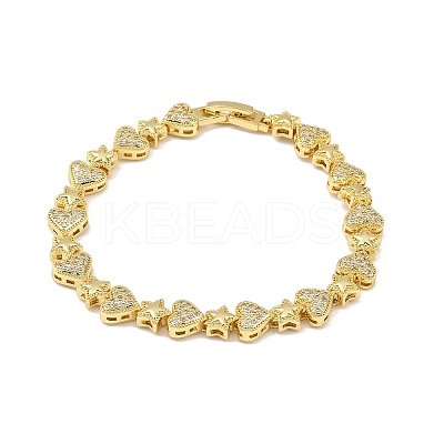 Brass Micro Pave Clear Cubic Zirconia Link Chain Bracelets for Women BJEW-P366-01A-G-1