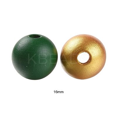 160Pcs 4 Colors Christmas Painted Natural Wood Round Beads WOOD-LS0001-01N-1