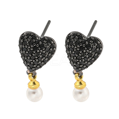 Rack Plating Brass Micro Pave Cubic Zirconia Stud Earring EJEW-C102-09EB-1