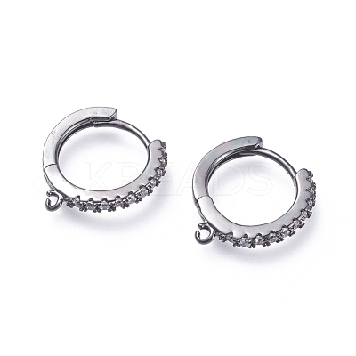 Brass Micro Pave Cubic Zirconia Huggie Hoop Earring Findings ZIRC-G156-07B-1