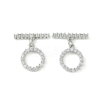Rack Plating Eco-Friendly Brass Pave Clear Cubic Zirconia Toggle Claps KK-K330-45P-1