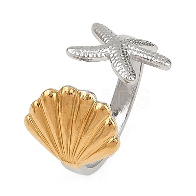 Adjustable 304 Stainless Steel Cuff Rings for Women RJEW-B135-01GP-06-1