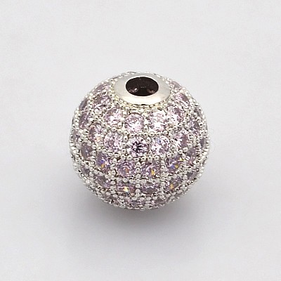 CZ Brass Micro Pave Grade AAA Thistle Color Cubic Zirconia Round Beads X-KK-O065-8mm-04P-NR-1