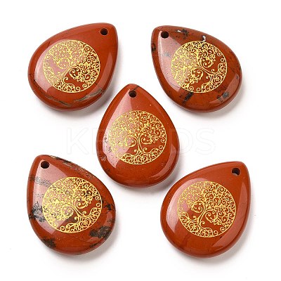 Natural Red Jasper Drop Pendants G-C158-01H-1