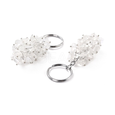 Natural Quartz Crystal Keychain KEYC-C050-01F-RS-1