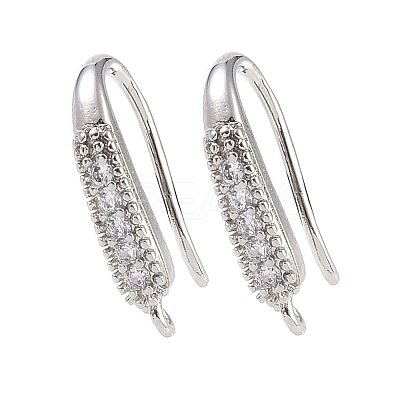 Brass Micro Pave Clear Cubic Zirconia Earring Hooks KK-U008-06P-1