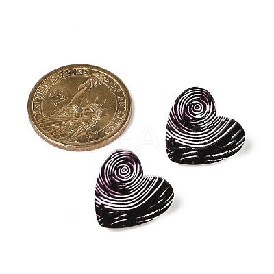 Heart Acrylic Printed Stud Earrings for Women EJEW-G418-01D-1