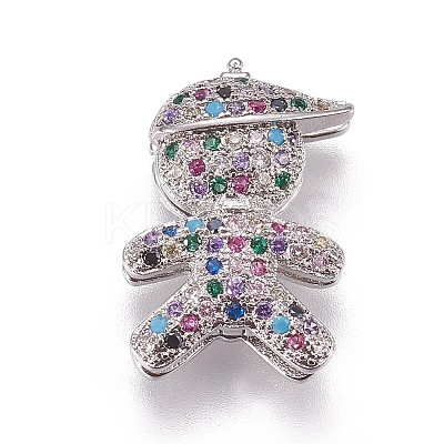 Brass Micro Pave Cubic Zirconia Slide Charms ZIRC-F099-21P-1