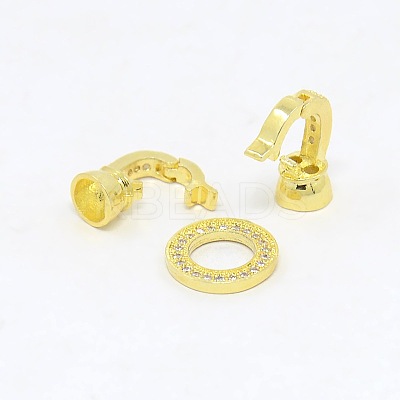 Brass Micro Pave Cubic Zirconia Fold Over Clasps ZIRC-P003-27-1