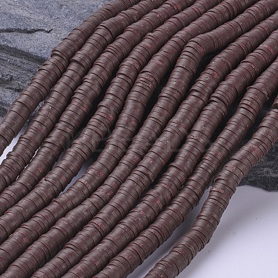 Flat Round Handmade Polymer Clay Beads CLAY-R067-6.0mm-38-1