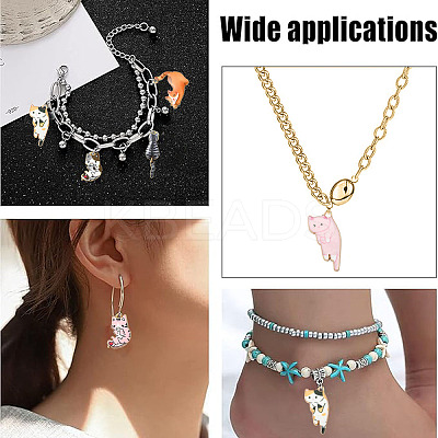 34Pcs 17 Styles Printed Alloy Pendants ENAM-YW0005-28-1