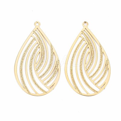 Rack Plating 304 Stainless Steel Filigree Pendants X-STAS-T057-30G-1