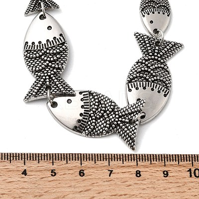 Tibetan Style Alloy Graduated Fish Link Chain Necklaces for Women LS-NJEW-C102-01AS-1