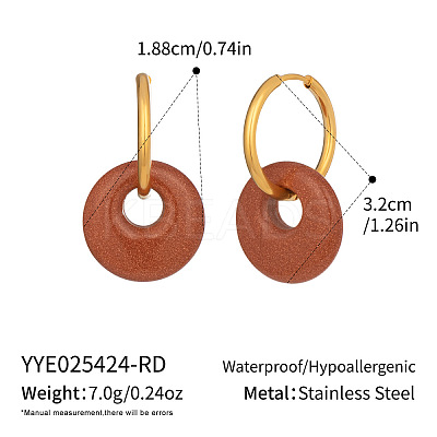 Flat Round 304 Stainless Steel Hoop Earrings MP0677-2-1