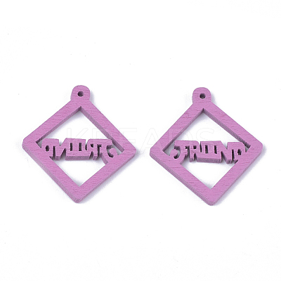 Spray Painted Wood Pendants WOOD-T017-05A-1