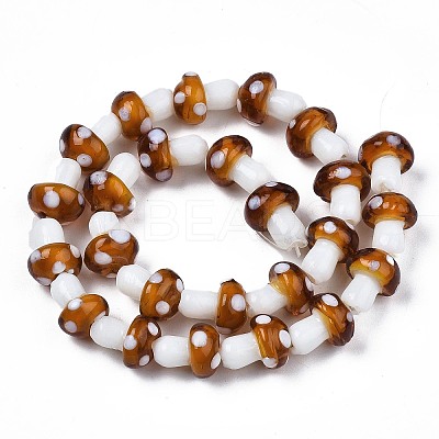 Mushroom Handmade Lampwork Beads Strands X-LAMP-R116-24-1