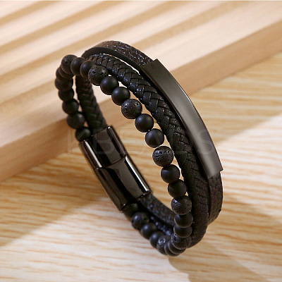 PU Leather Braided Cord Bracelets PW-WGF341D-03-1
