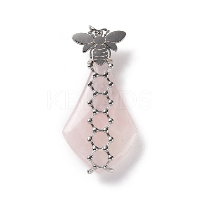 Natural Rose Quartz Pendants G-C243-03P-1
