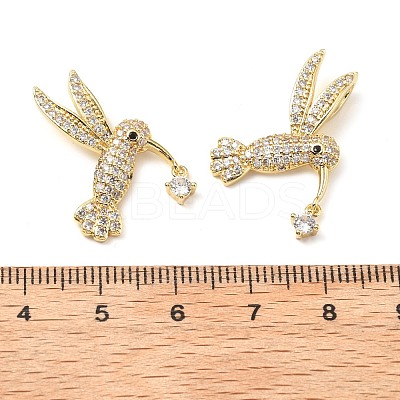 Brass Micro Pave Clear Cubic Zirconia Pendants KK-G533-07A-G-1