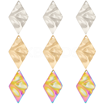 30Pcs 3 Colors 304 Stainless Steel Pendant STAS-BBC0001-48-1