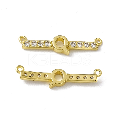 Rack Plating Brass Micro Pave Clear Cubic Zirconia Connector Charms KK-C007-37G-Q-1