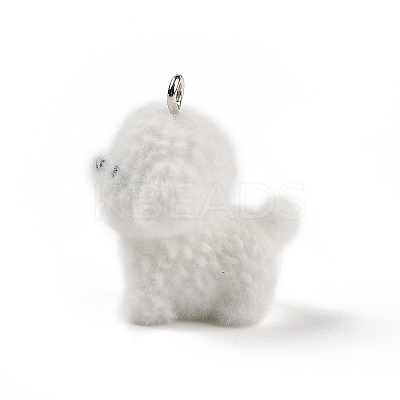 Flocking Resin Cute Puppy Pendants MACR-P043-L01-1
