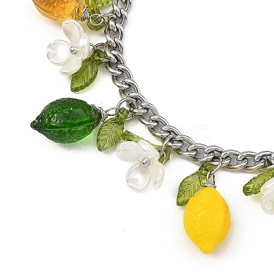 Glass & Acrylic Charm Bracelets BJEW-JB13974-1