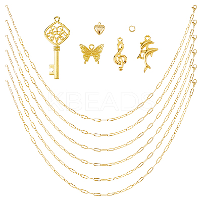 316L Surgical Stainless Steel Flat Paperclip Chains & Alloy Pendants & 304 Stainless Steel Jump Rings & Chain Extenders Kit SJEW-HS00003-1