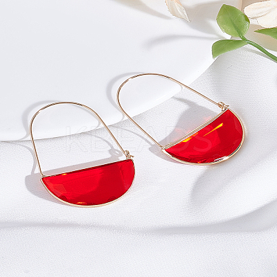 1 Pair Brass Glass Hoop Earrings for Women EJEW-LP0003-53B-1