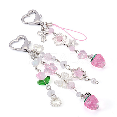 2Pcs 2 Stryles Lampwork and Acrylic Pendant Decorations HJEW-TA0001-36-1