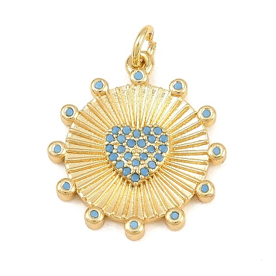 Brass Micro Pave Sky Blue Cubic Zirconia Pendants CU-CBA4A93-02C-G-1