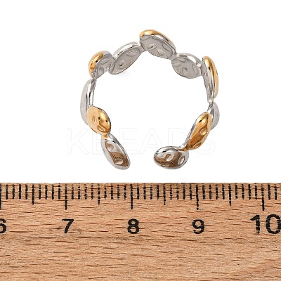 304 Stainless Steel Double Color Cuff Rings RJEW-S635-01GP-T-1