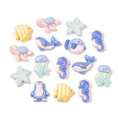 Ocean Theme Opaque Resin Cabochons RESI-K030-05-1