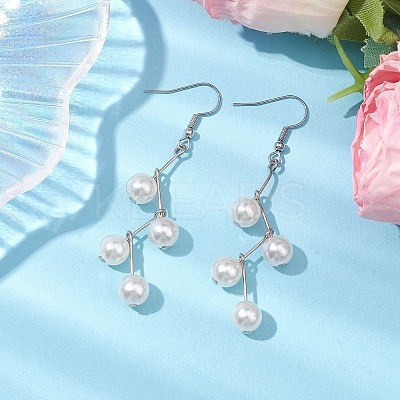 Round Imitation Pearl Acrylic Dangle Earrings EJEW-JE05855-1