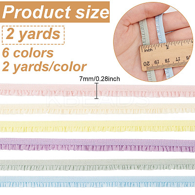 12 Yards 6 Colors Nylon Ruffled Elastic Lace Trim OCOR-GL0001-07-1