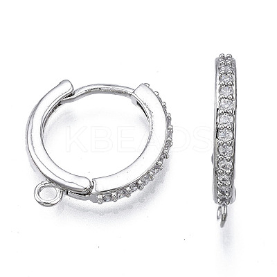 Brass Micro Pave Cubic Zirconia Huggie Hoop Earring Findings X-KK-T063-013P-NF-1