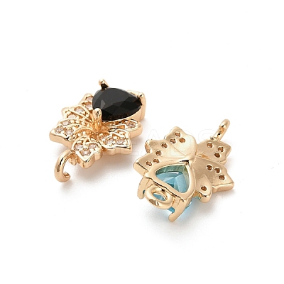 Glass Heart Connector Charms KK-M314-15KCG-1