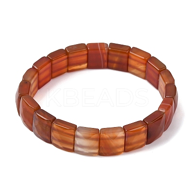 Dyed & Heated  Natural Carnelian Beaded Stretch Bracelets for Unisex G-K303-02G-1