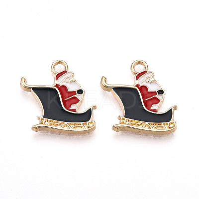 Golden Plated Alloy Enamel Pendants X-ENAM-T009-88-RS-1